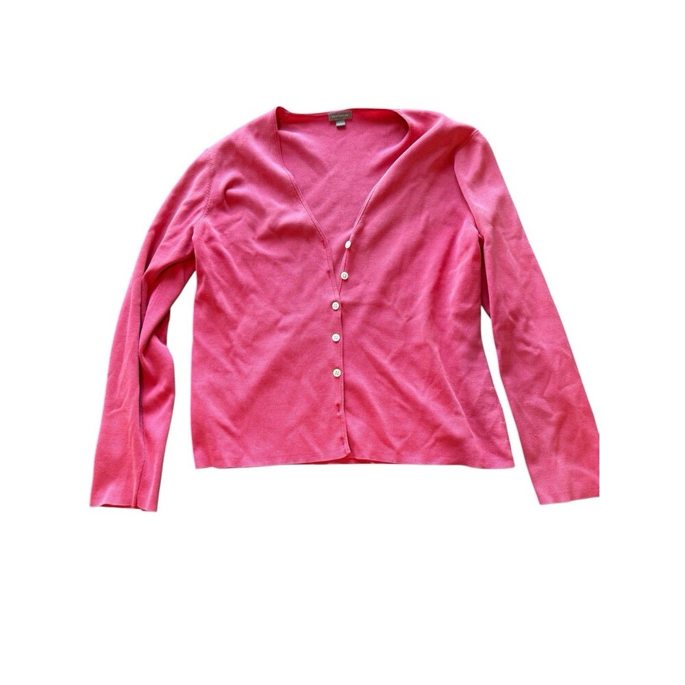 Ann Taylor Loft Women's Pink Button Closure Long Sleeve Sweater